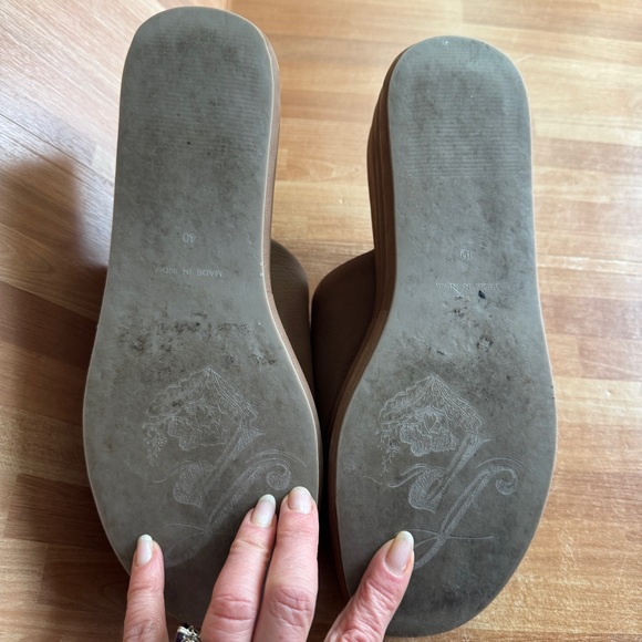 Free People Harbor leather flatform slide sandals tan/neutral size 40 - Picture 8 of 10